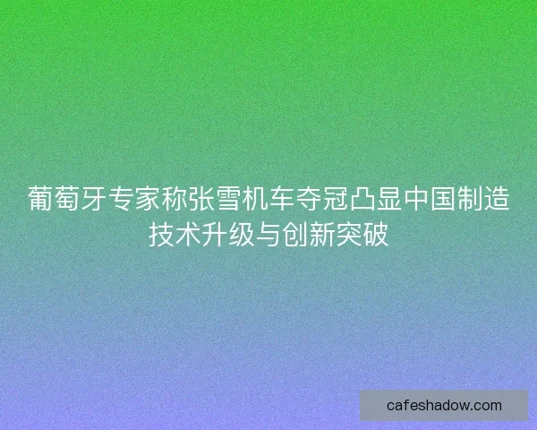 葡萄牙专家称张雪机车夺冠凸显中国制造技术升级与创新突破
