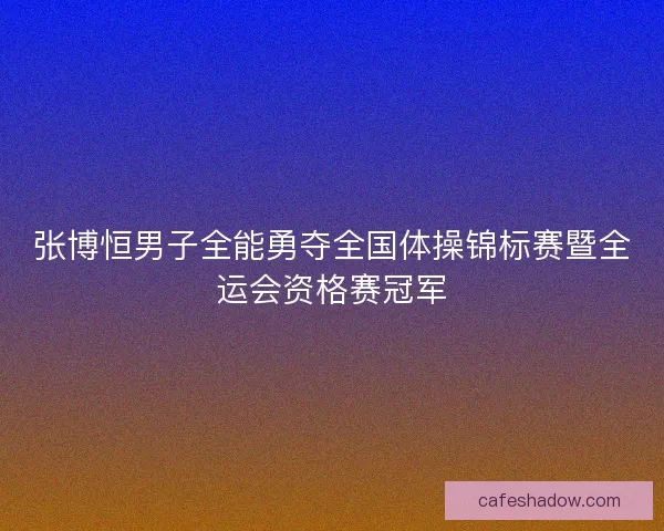 张博恒男子全能勇夺全国体操锦标赛暨全运会资格赛冠军